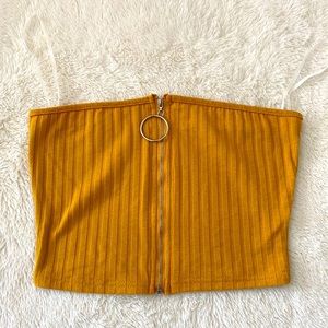 O-Ring Zipper Strapless Top